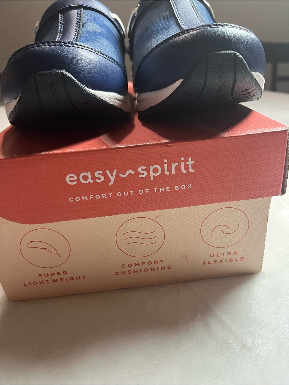 Easy Spirit Navy Patterned Slip-On Clogs - Picture 3 of 6